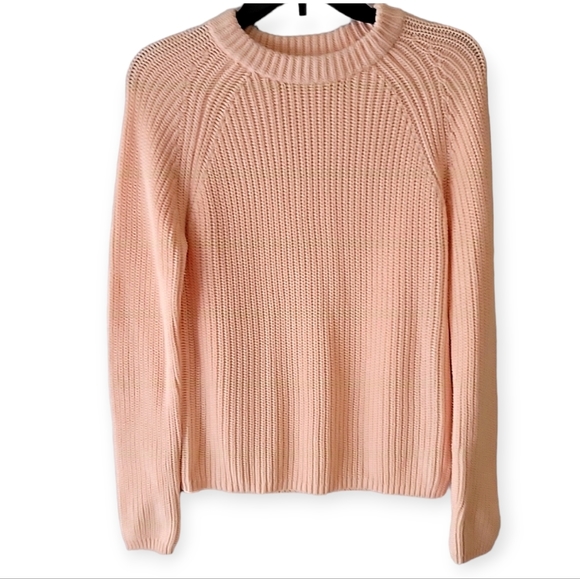 525 America Sweaters - 525 America Crew Neck Shaker Cable Knit Sweater Light Pink Sz Small